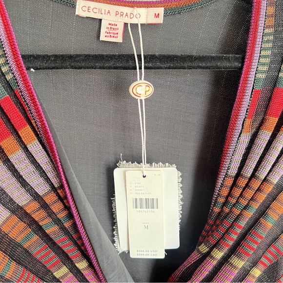 Cecilia Prado Deep V Tiered Multicolor Stripe Maxi Dress with Twist Front Size M - Picture 6 of 13